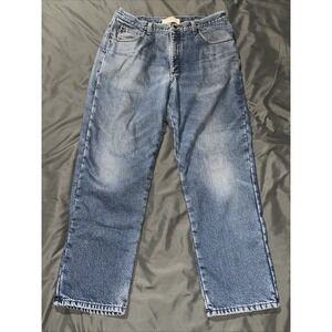 LL Bean Fleece Lined Blue Jeans 35x29 Classic Fit Double L Outdoor Hunting Faded